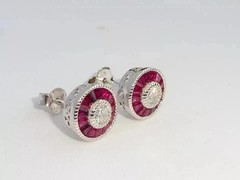 Round Cut 1.49CT Lab Created Diamond Vintage Halo 925 Silver Stud Earring Gift