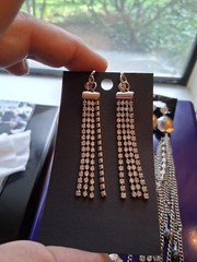 Rhinestone chandelier and Mid Century Deco Pyramid earring lot of 4