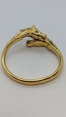 HERMES Double Horse Gold Toned Bangle Bracelet