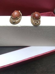 Vtg. Art Deco Screw Back Button Druzy Quartz Earrings GF 1/20 12K JJJ signed