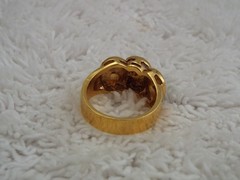 18Kt Gold Plated GERG Blue Red Green Crystal Ring ~ Size 6 (B3)