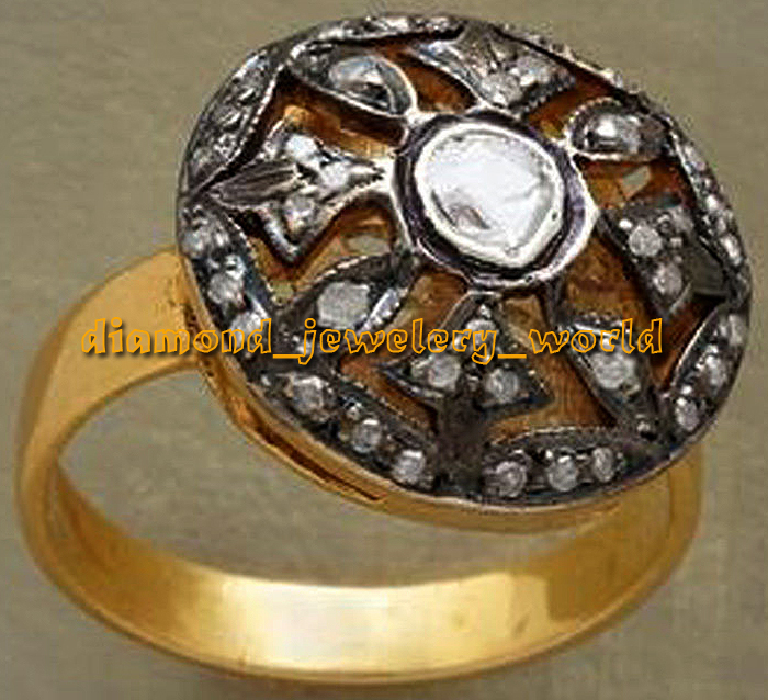 0.80ctw Genuine Old Mine Rose Antique Cut Diamond Victorian Silver Ring Jewelry