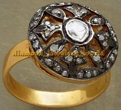 0.80ctw Genuine Old Mine Rose Antique Cut Diamond Victorian Silver Ring Jewelry
