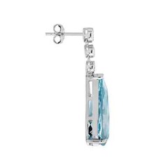 Art Deco Style Lab-Created Diamond Blue Topaz Drop Earring 14K White Gold Finish