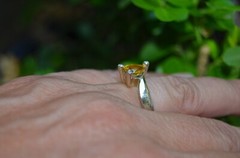 14K Natural 1 Carat Yellow Sapphire & Diamond Ring