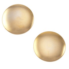 Polished Gold Tone Round Button Earrings Pierced 7/8″ Vintage