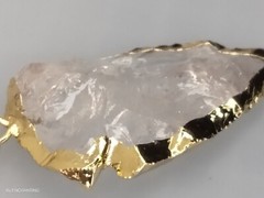 Quartz Crystal Arrowhead Pendant GOLD Plated Edge-Hand Carved-Reversible 35mm
