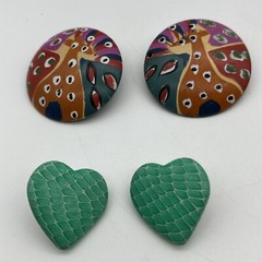 1980s-1990s Vintage Earrings Lot of 12 Pair Fashion Costume Jewelry Wood Beaded