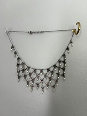 Antique Art Deco Open Sterling flowers teardrop pearls 1920s one of a kind