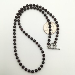 Silver Schark Handmade Sterling Silver & Garnet Toggle Necklace 20″ #98
