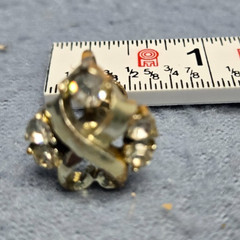 Heart Rhinestones Clip On Gold Tone Twists Screw Back Vintage