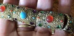 R.J. GRAZIANO STRETCH Jewels Etruscan Style BANGLE GLOBAL DESTINY ~ Nds Restrung