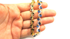 Vintage Sapphire & Diamond Necklace – 18K Gold Plated, 18” Luxury Jewelry