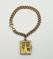 Rare Vintage Souvenir Of New York Empire State Picture Book OPENS Gold Bracelet