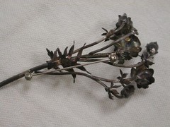 Vintage Sterling Bouquet Rose and Lily brooch 3.5inches hallmarked