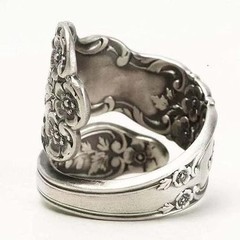 925 Sterling Silver Oxidized Spoon Adjustable Ring Vintage Style Women’s Jewelry