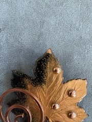 Vintage Renoir Matisse Copper Enamel Leaf Swirl Pin