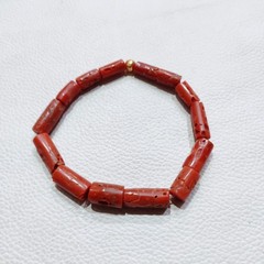 Vintage Red Coral Bracelet Natural Coral Stretchable Handmade Gemstone Jewelry