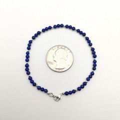 Silver Schark Handmade Sterling Silver & Lapis Lazuli Beaded Bracelet 7.5” #30