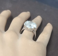 14k White Gold Vintage Filigree Engagement Ring 9.75CT.Natural Round Diamond Cut