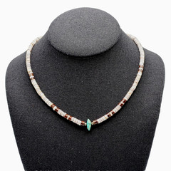 Southwestern USA Heishi Olive Shell Turquoise Stone Center Handcrafted Necklace