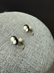 Vintage Enamel Round Hook Earrings Gold Tone Purple Pierced Career Workwear