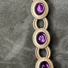 Monet for YSL Vintage Cabochon Necklace Purple Chunky Signed 1980s 16-18” Rare!!