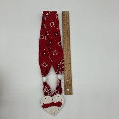 Vtg Necklace Red Bandana Scarf Heart Wood Pendant Western Cowgirl