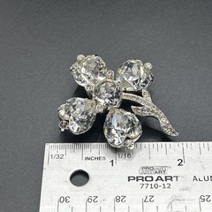 RARE! Eisenberg Original Brooch Pin Clover Shamrock Heart Rhinestone 2”L *READ*