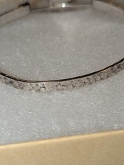 925 Israel Sterling Silver 6.75″ Antique Chrysocolla Tension Bangle Bracelet
