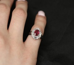 Fine 1.22ct GIA Certified Ruby & 0.54ct Diamond Platinum Ring, Size 4.75