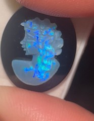 Vintage/Antique 20×15 Natural Solid Hand carved Australian Opal Cameo on Onyx