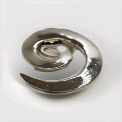 M Jeny Designer Brooch Vintage 1950s 1970s Enameled Silver Tone Swirl Jewelry