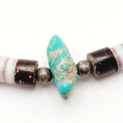 Southwestern USA Heishi Olive Shell Turquoise Stone Center Handcrafted Necklace