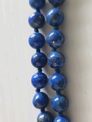 Vintage 19″ Natural Lapis Lazuli Bead Necklace – 14K Gold Clasp – Hand-Knotted