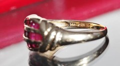 14k yellow gold ring 1.00ct natural treated ruby size 8 swirl band vintage 4.6g