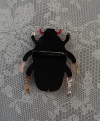 Vintage style large beetle acrylic brooch pin