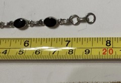 VINTAGE STERLING SILVER AND ONYX Link BRACELET 7.5” Long EUC