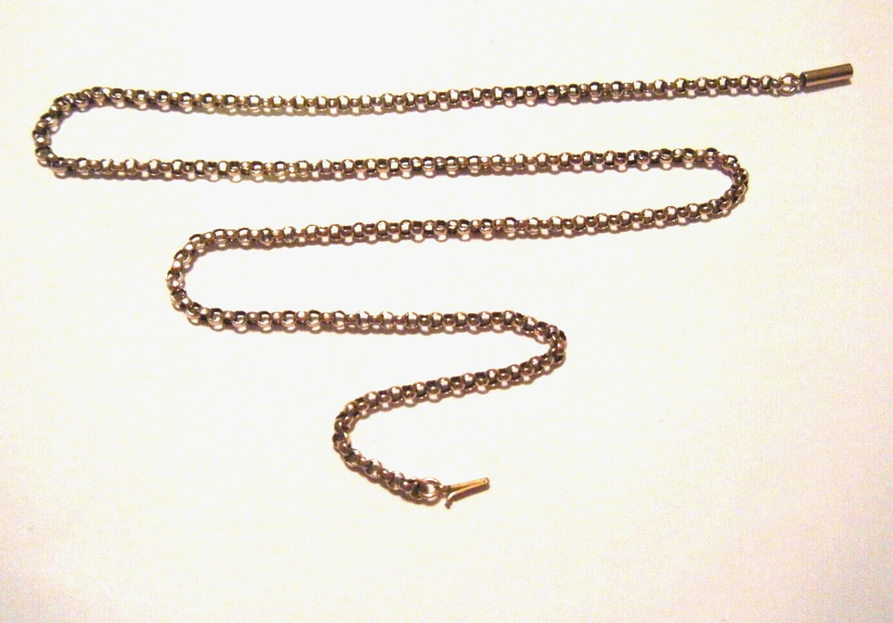 Vintage English 9k /9C Gold Rolo Link Chain Barrel Clasp 18” Necklace 4.8g