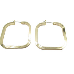 Gold Tone Hoop Square Shape Vintage Pierced Earrings