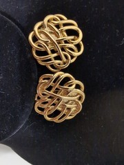 Vintage Bluette Made in France Gold Tone Swirling Clip Earrings