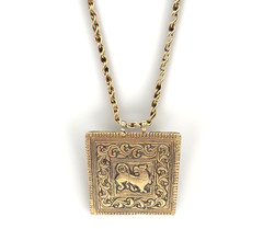 Vintage Accessocraft NY Etruscan Revival Lion Medallion Pendant Necklace