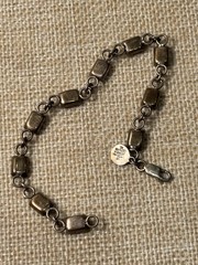 Unusual Sterling Bracelet With Glass Flower Inserts 925 Mexico Maker MWS