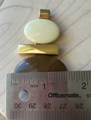 Vintage Avon Pendant Brown Cream Lucite Gold Tone Signed