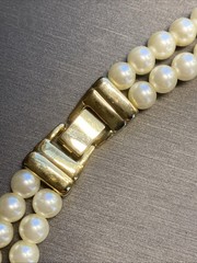 Vintage Pearl Necklace Crystal Halo Pendant Estate Jewelry Pre-Owned Glamourous