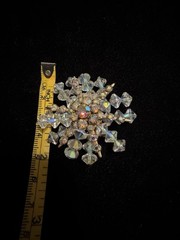 Vintage Snowflake Brooch And Earring Set, Aurora Borealis Rhinestones And Beads