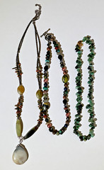 Lot (3) Green & Various Colors Stone Bead Necklaces