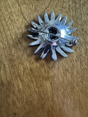 Vintage Sterling Silver 835 Flower Brooch With Marcasite Gemstones