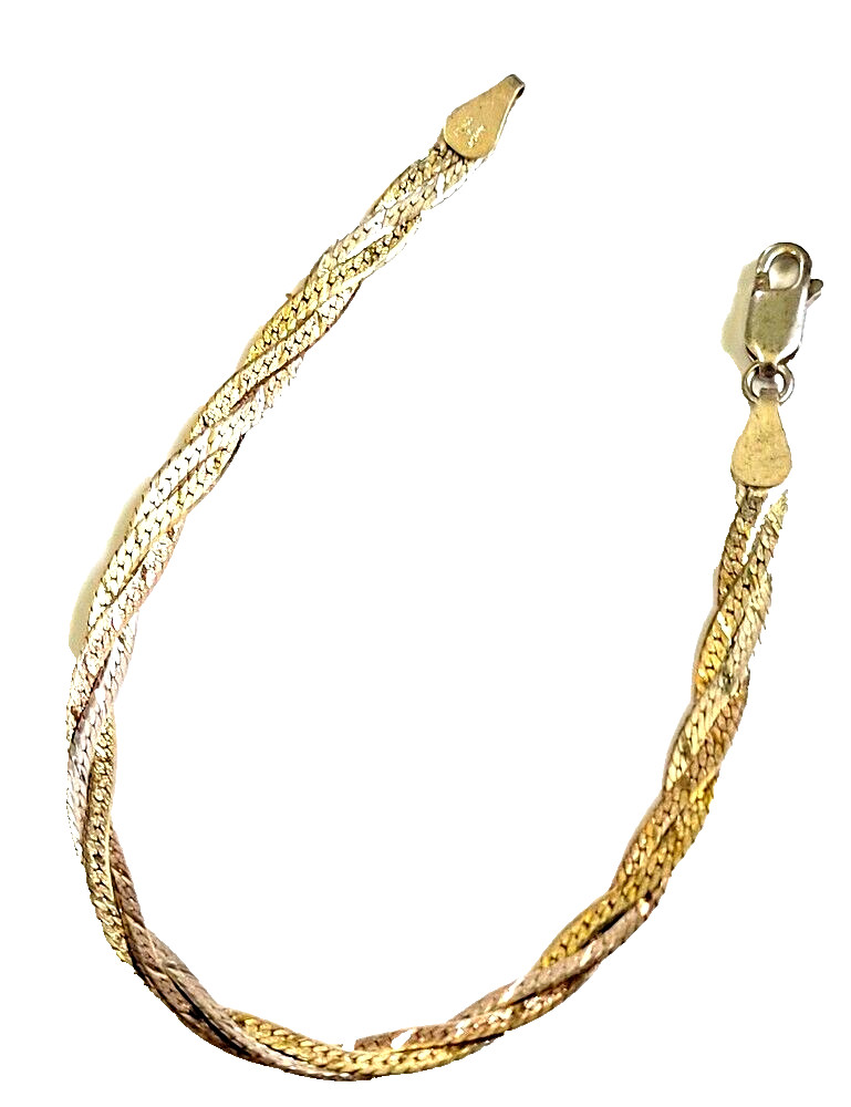 FAS Italian Silver & Gold Colored Sterling Silver Bracelet 7 1/4″ Small Wrist