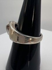 Vintage Sterling Silver 925 Trillion Cut Amethyst Mother Of Pearl Inlay Ring